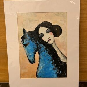 Blue and Black Horse Art Print